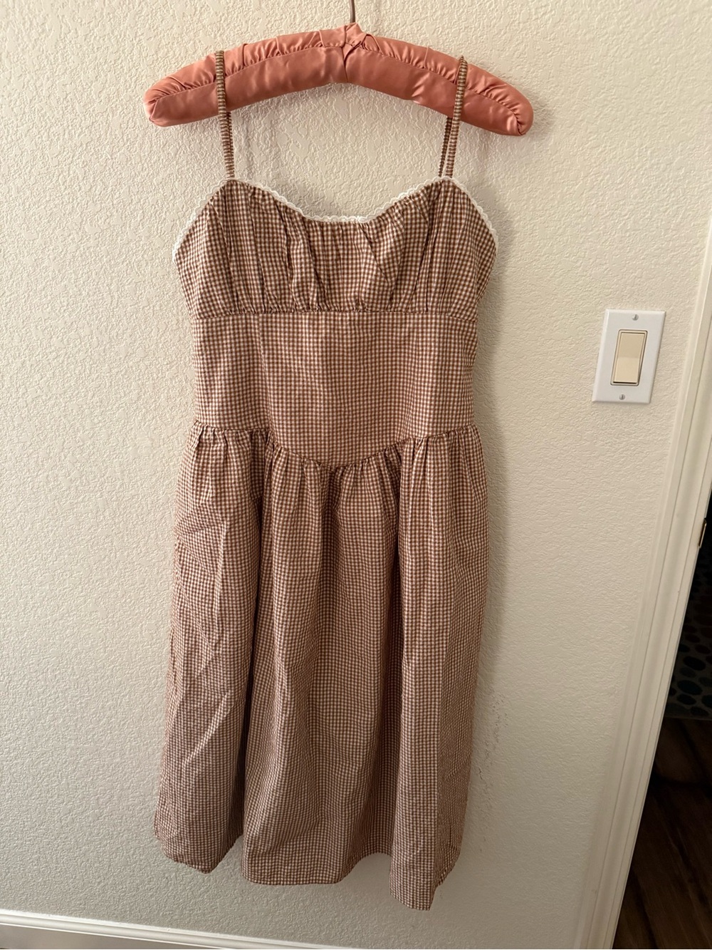 a new day Brown Gingham Sundress with Spaghetti Straps